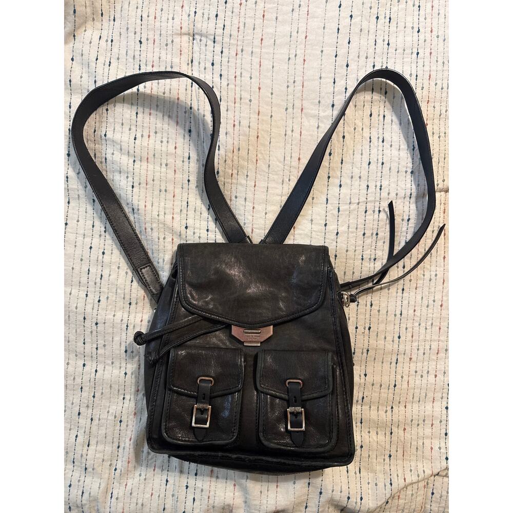 Rag & Bone Field Black Lambskin Leather Backpack
